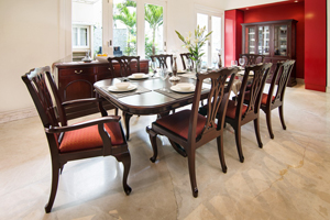 The Seville collection is the perfect balance between modern & traditional styles. The lines & mouldings on this furniture collection are strong & accentuated, without being busy & cluttered.
<br>
<br> Items:

<br> Extendable Dining Table: Extendable Dining Table: 6 to 8 seater (190-240Wx120Dx76H) & 8-10 seater (240-290Wx120Dx76H cm) 
<br>Chairs & Armchairs 
<br>Sideboard/Crockery Cabinet: 3-door (160W x 50D x 90H cm) 
<br> China Cabinet (152W x 53D x 200H cm)