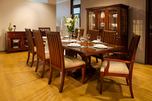 The Elwood Collection is inspired by country-style furniture. The strong lines of the panelling & subtle mouldings exudes warmth & casual elegance to your interior setting.
<br>
<br> Items:
<br> Extendable Dining Table: 6 to 8 seater (190-240Wx120Dx76H) & 8-10 seater (240-290Wx120Dx76H cm)
<br> Chairs & Armchairs
<br> Sideboard/Crockery Cabinet: 3-door (160W x 40D x 90H) & 4-door (200W x 40D x 90H cm)
<br> 3-door China Cabinet (160W x 53D x 200H cm)